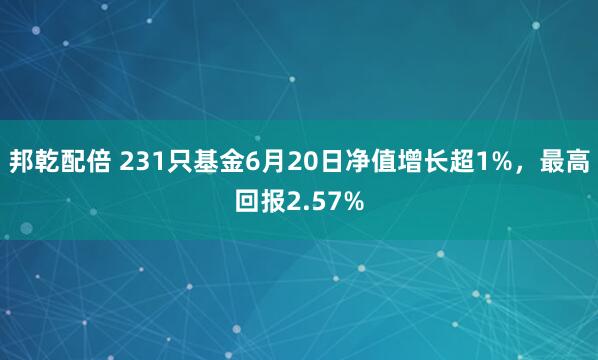 邦乾配倍 231只基金6月20日净值增长超1%，最高回报2.57%