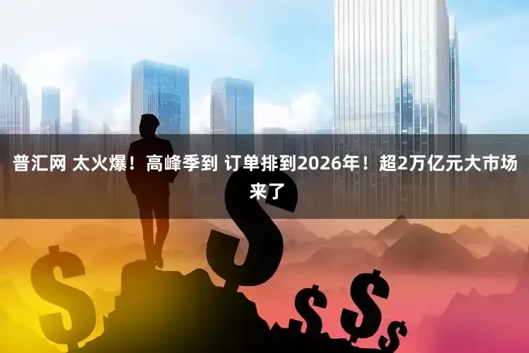 普汇网 太火爆！高峰季到 订单排到2026年！超2万亿元大市场 来了